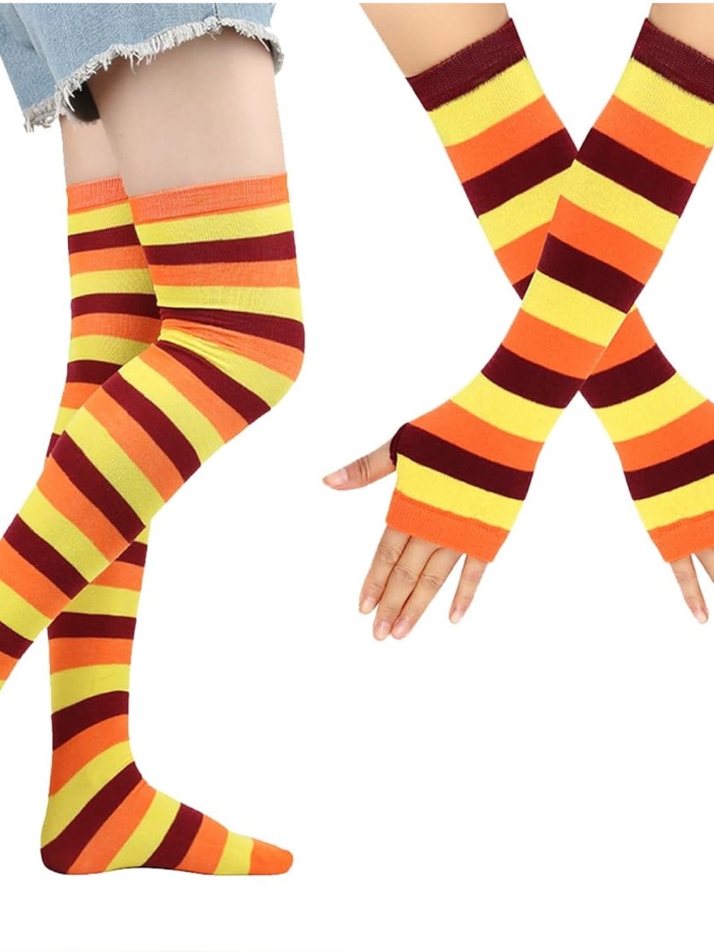 Knee-High Socks and Fingerless glove set